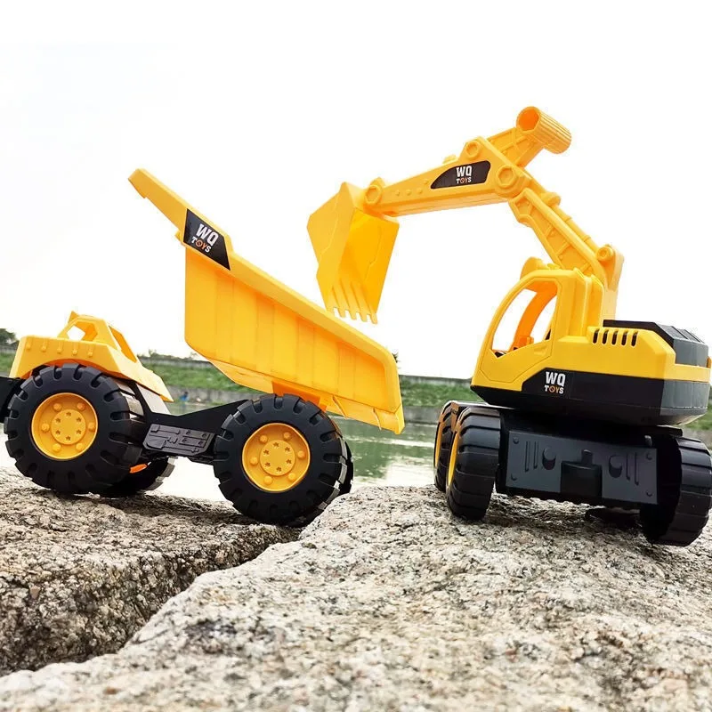 Large Engineering Vehicle Simulation Excavator Bulldozer Load Car Children's Toy Inertial Sliding Beach Toy Vehicle Gift for Kid