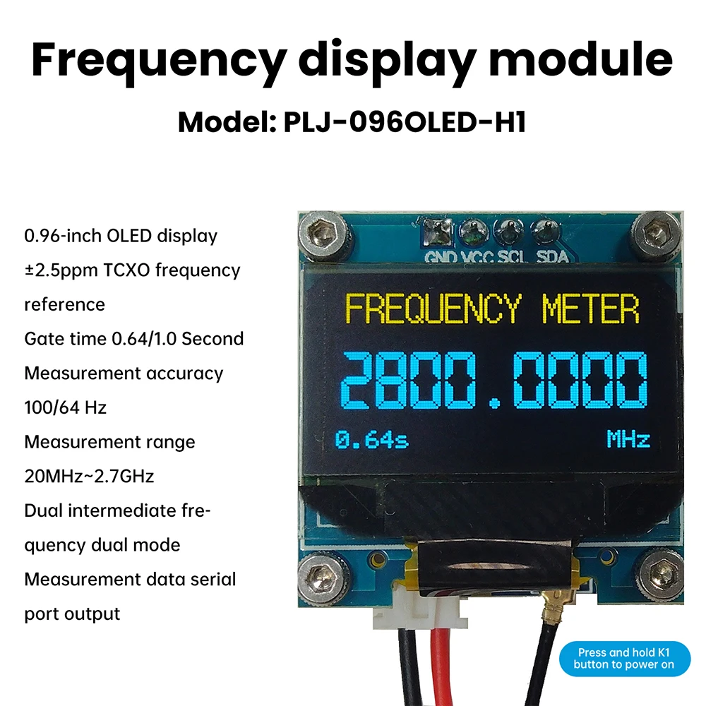 عداد التردد عالي الدقة 20 ميجا هرتز-2.7 جيجا هرتز RF مقياس الإشارة الرقمية مع شاشة OLED 0.96 بوصة لجهاز الإرسال والاستقبال اللاسلكي لحم الخنزير