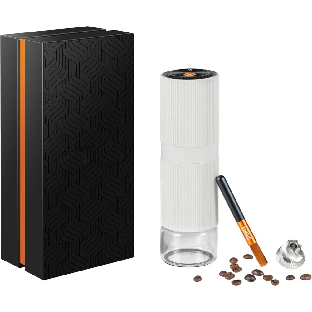 

Портативная электрическая кофемолка с регулируемой степенью помола, перезаряжаемая, из нержавеющей стали, с коническими жерновами, для эспрессо и пуровера