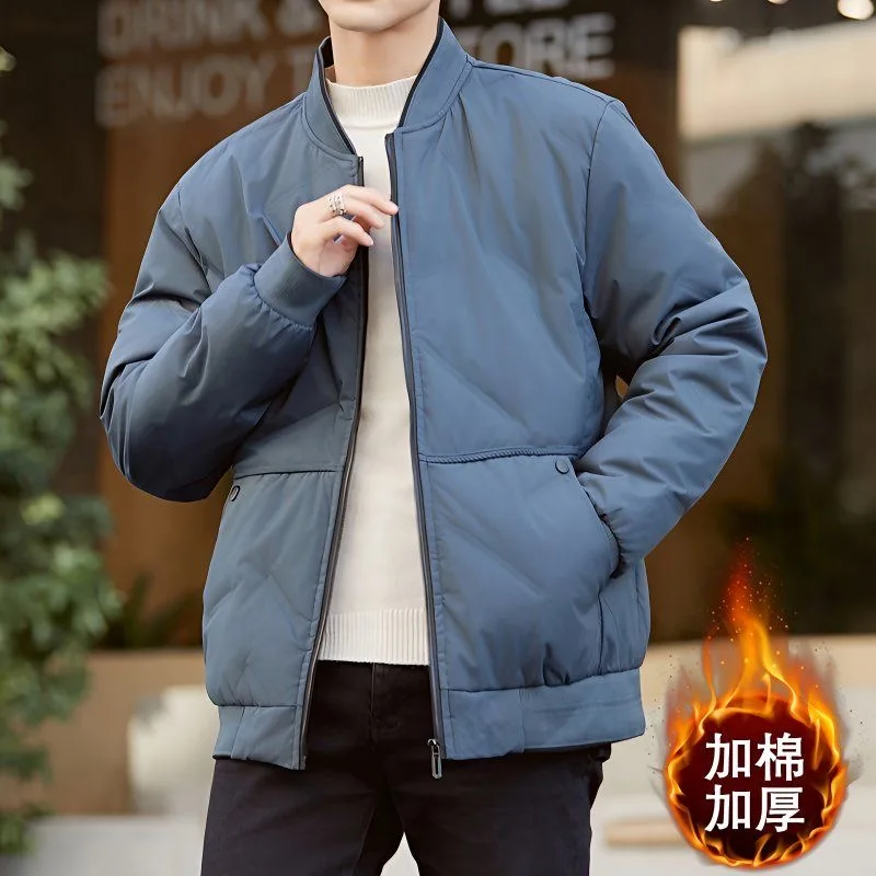 Down cotton jacket winter thick cotton jacketmens trendy new casual jacket stand up collar versatile cotton jacket, top in