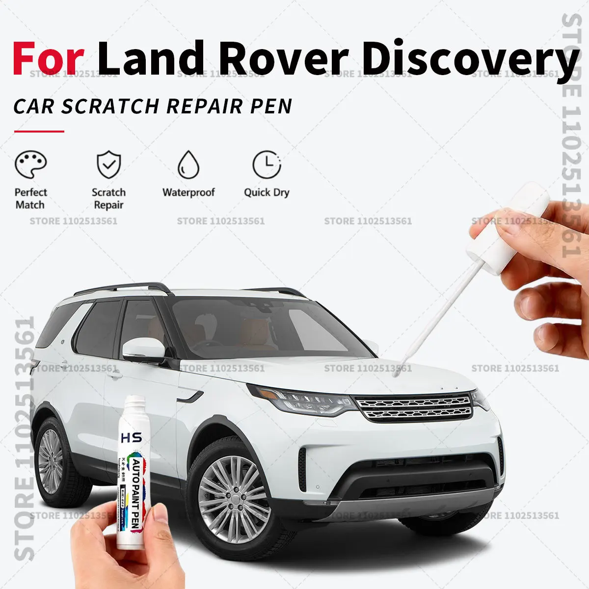 For Land Rover Discovery White Quick Dry Car Touch Up Paint Pen Auto Scratch Repair Brush for Paint Chips Scratches and Scuffs