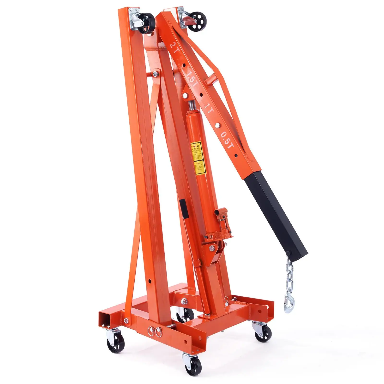 Hydraulic Engine Hoist with Lever, 2 Ton/4400 LBS Heavy-duty Cherry Picker Shop Crane, Foldable Engine Crane and Engine Hoist leveler for auto Repair, Motors, Weights Lifting, Loading