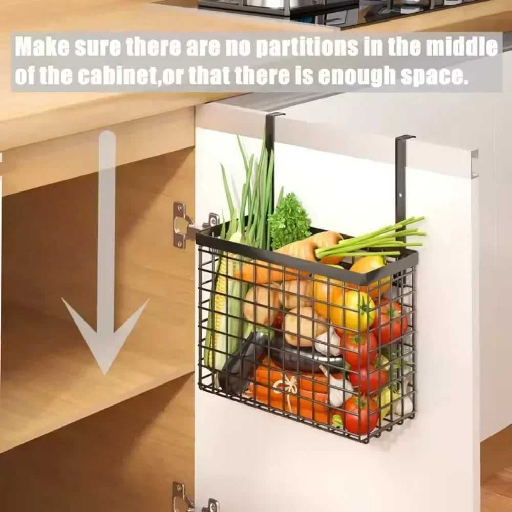 

Customizable Metal Storage Rack Multi-purpose Wall-mounted Cabinet Door Hanging Baskets No Punching Required Removable Kitchen A