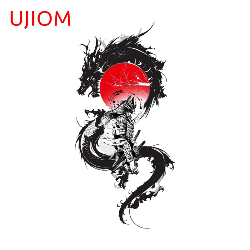 UJIOM Samurai Dragon Red Sun Picture Wall Sticker Trendy Exquisite Personality Customizable Decal Suitable For Living Room Decor