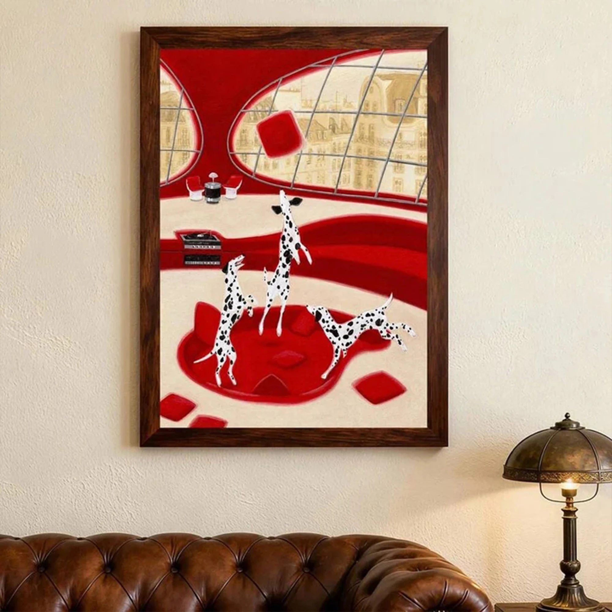 Modern Dalmatians In Futuristic Room Wall Art Print Canvas Painting Poster Picture For Living Room,Bedroom Home Decor