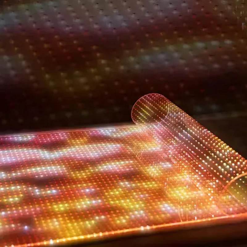 

Гибкий рекламный дисплей Светоизлучающий диод Стеклянная настенная панель Ультрапрозрачный светодиодный пленочный экран Окно