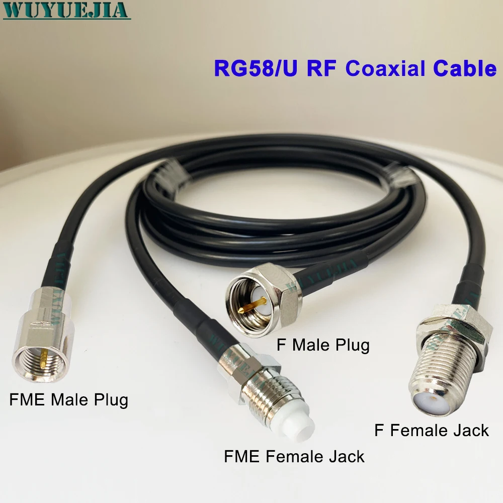F Male to FME Female RG58/U 50Ohm RF Coaxial Cable Assembly with High Flexibility Thin Profile Braided Shield For Mobile Antenna