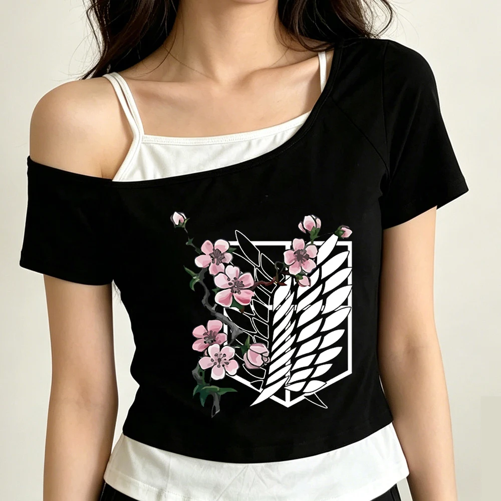 Attack on Titan cropped top teen party baddie goth vintage kawaii top tees baddie japanese grunge goth party