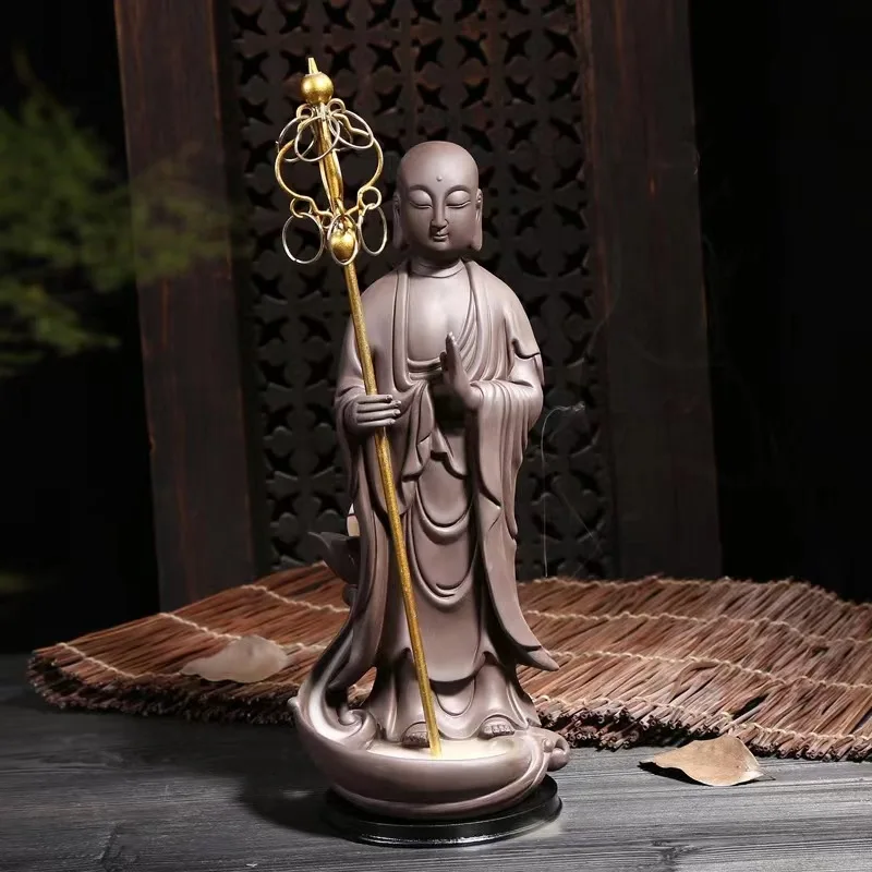 Purple Sand Aromatherapy Stove Buddha Statue Backflow Incense Stove Home Creative Interior Decoration Ceramic Ornaments