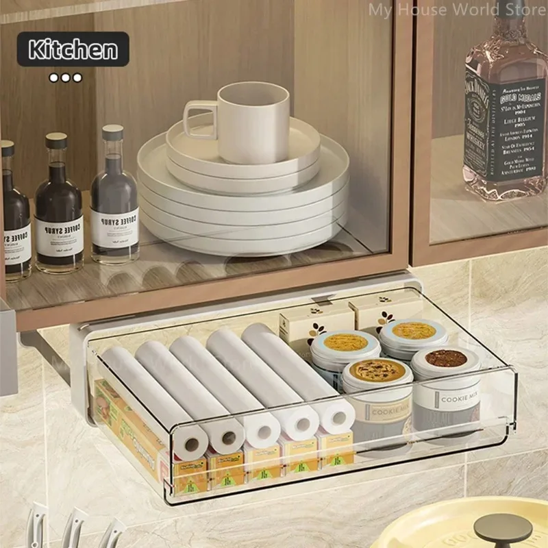 صندوق تخزين درج تحت الطاولة مخفي ذاتي اللصق نوع درج خزانة مكتب مكتب مستحضرات التجميل القرطاسية تخزين الرف #2