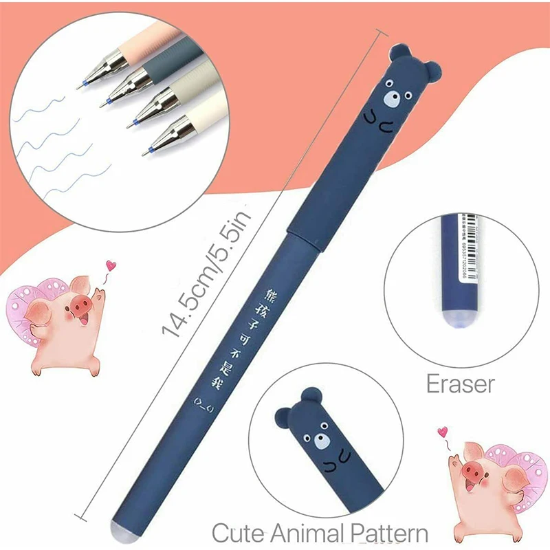 Imagem -06 - Apagável dos Desenhos Animados Animal Gel Canetas Rollerball Canetas 0.5 mm Tinta Papelaria Bonito Material de Escritório Presente 50 Pcs