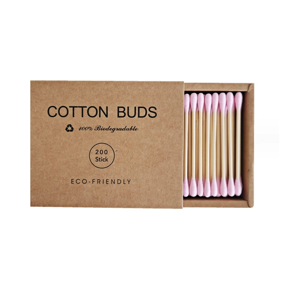 200Pcs/box Nails Wood Cotton Swab Clean Sticks Bud Tip Wooden Cotton Head Manicure Detail Corrector Nail Polish Remover Art Tool