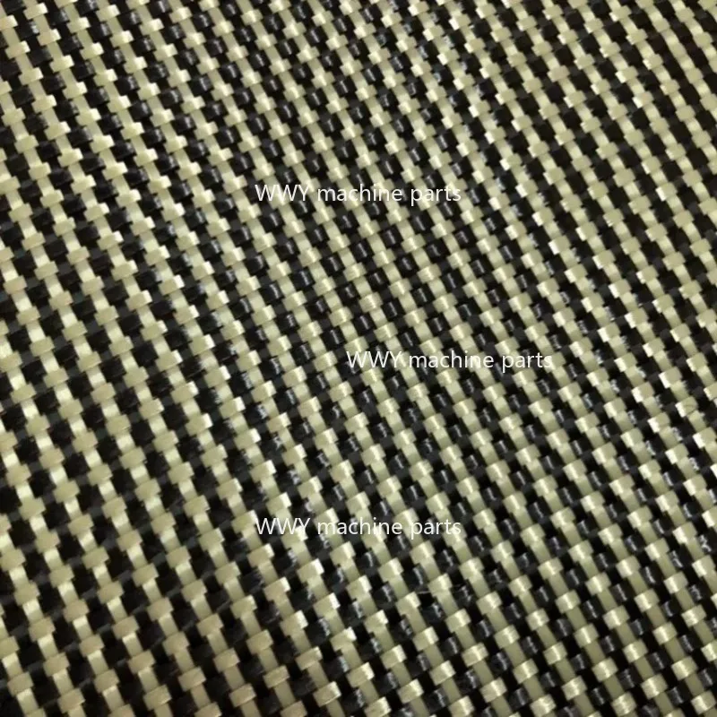 Yellow & Black Plain Weave Mixed Fabric, Aramid Fiber & Carbon Fiber Cloth, 50 x 100cm