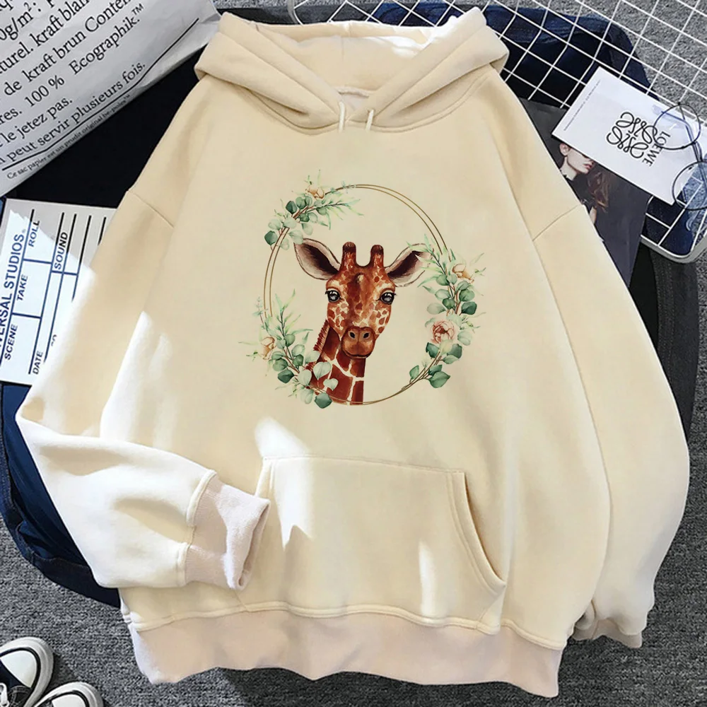 Giraffe Hoodies Vrouwen Zweet Y 2K Anime Winter Esthetische Capuchon Sweatshirts Dames Vintage Sweatshirts