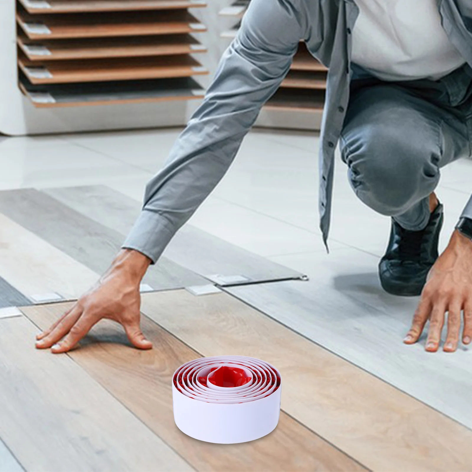 1 rolo de tira de transição de carpete para azulejo, tira de afiação de piso de PVC, limiar autoadesivo para sem costura