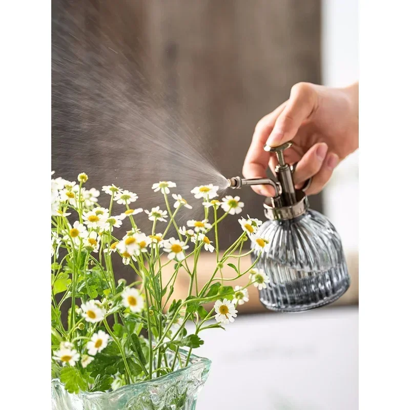 Bouteille en verre gaufré à pression d\'air, bouteille d\'arrosage spécial rétro pour le jardinage, petite boîte de désinfection, bouteille de