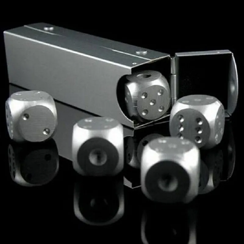 5pcs Aluminum Whisky Dice Stones Ice Cubes Bucket Reusable Chilling  for Whiskey Wine Keep Your Drink Cold Longer