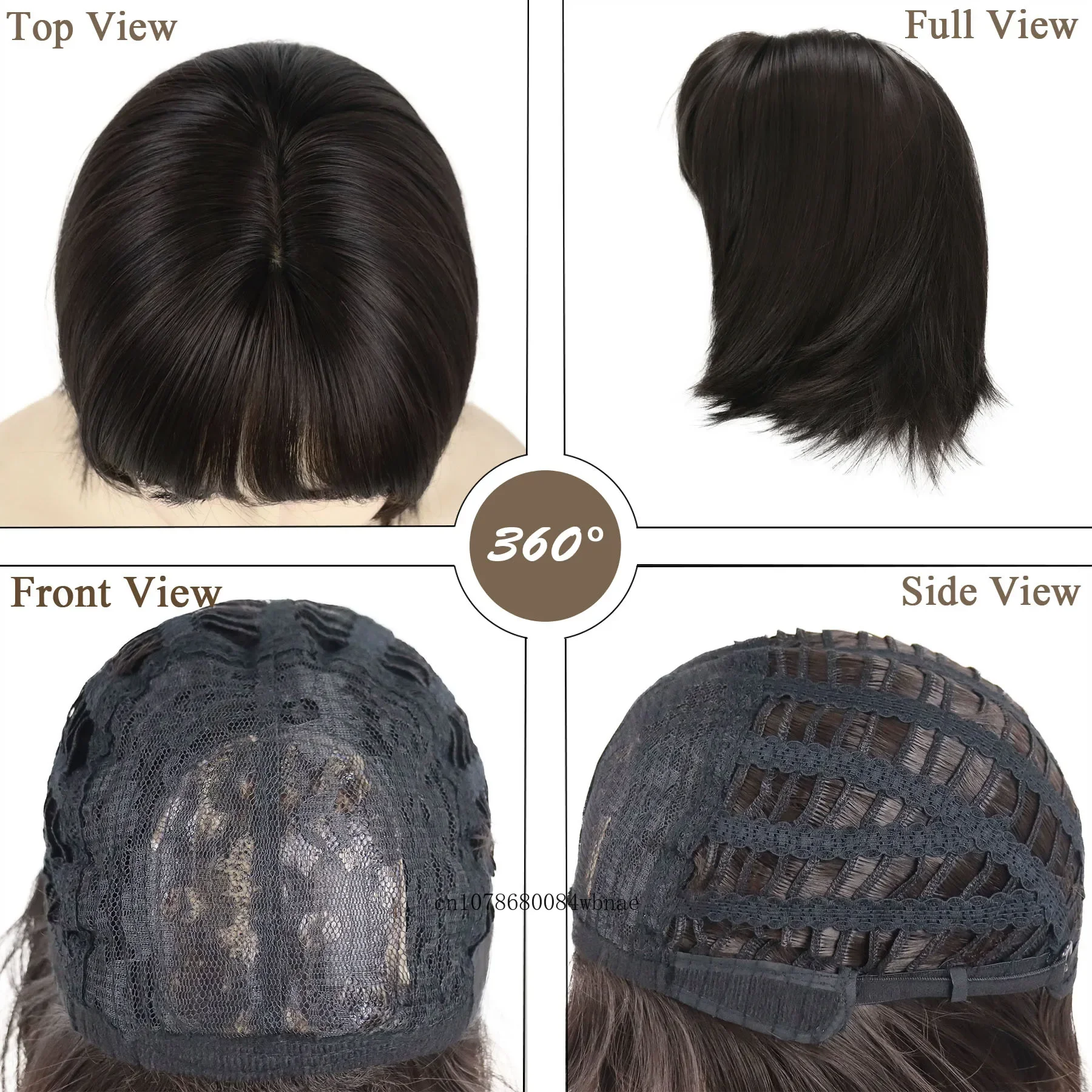 Pelucas de disfraz sintéticas de color marrón oscuro para mujeres y niñas, peluca corta recta Bob con tapa, pelo bonito de aspecto Natural, fiesta de Cosplay de Halloween