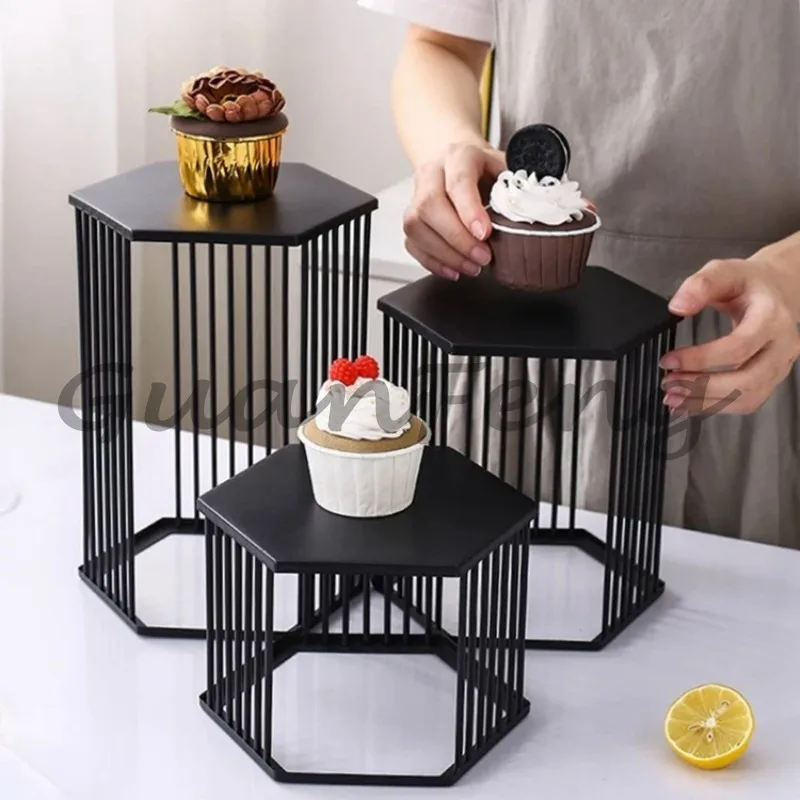 European Creative Iron Art Display Table Metal Frame Dessert Cake Fruit Plate Living Room Iron Flower Stand