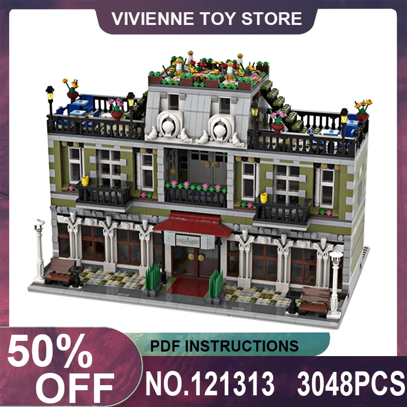 

New MOC-121313 Parisian Garden Hotel Compatible 10243 Modular Buidling Blocks Bricks Educational Puzzle Toys Christmas Gifts Kid