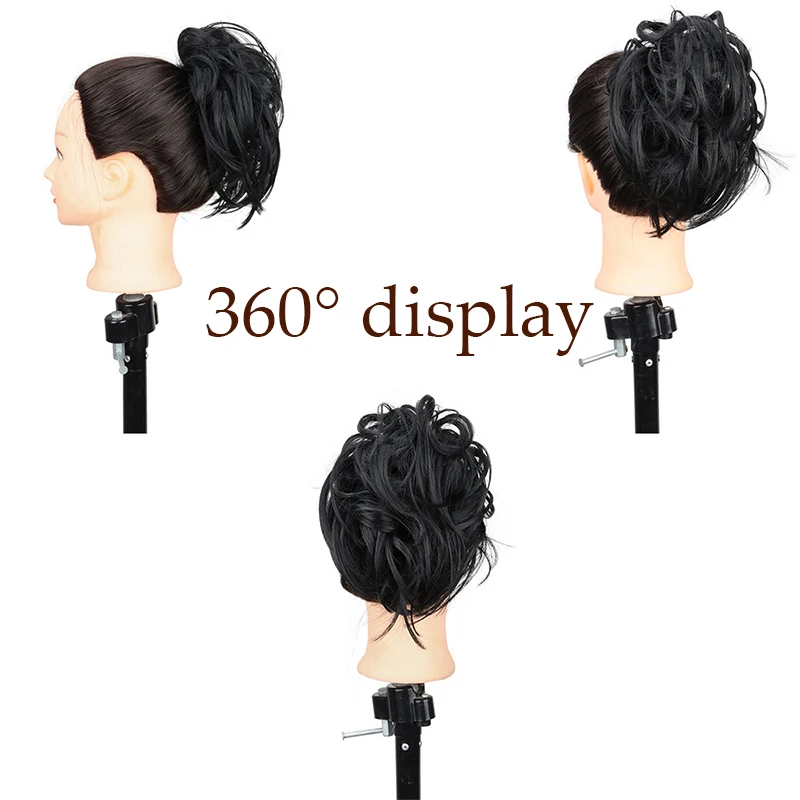 كعكة شعر أنيقة مجعدة فوضوية مع حلقات مرنة - باروكة صناعية رقيقة للنساء، متعددة الاستخدامات لجميع المناسبات