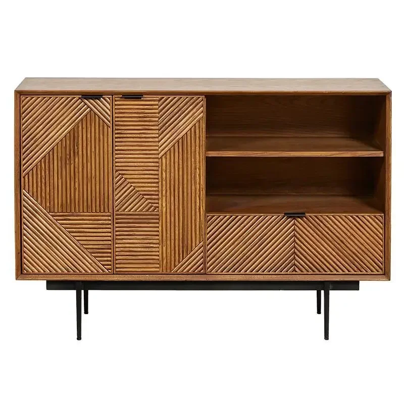 

N Solid wood dining side cabinet medieval simple living room entrance cabinet modern light luxury home wall storage cabinet