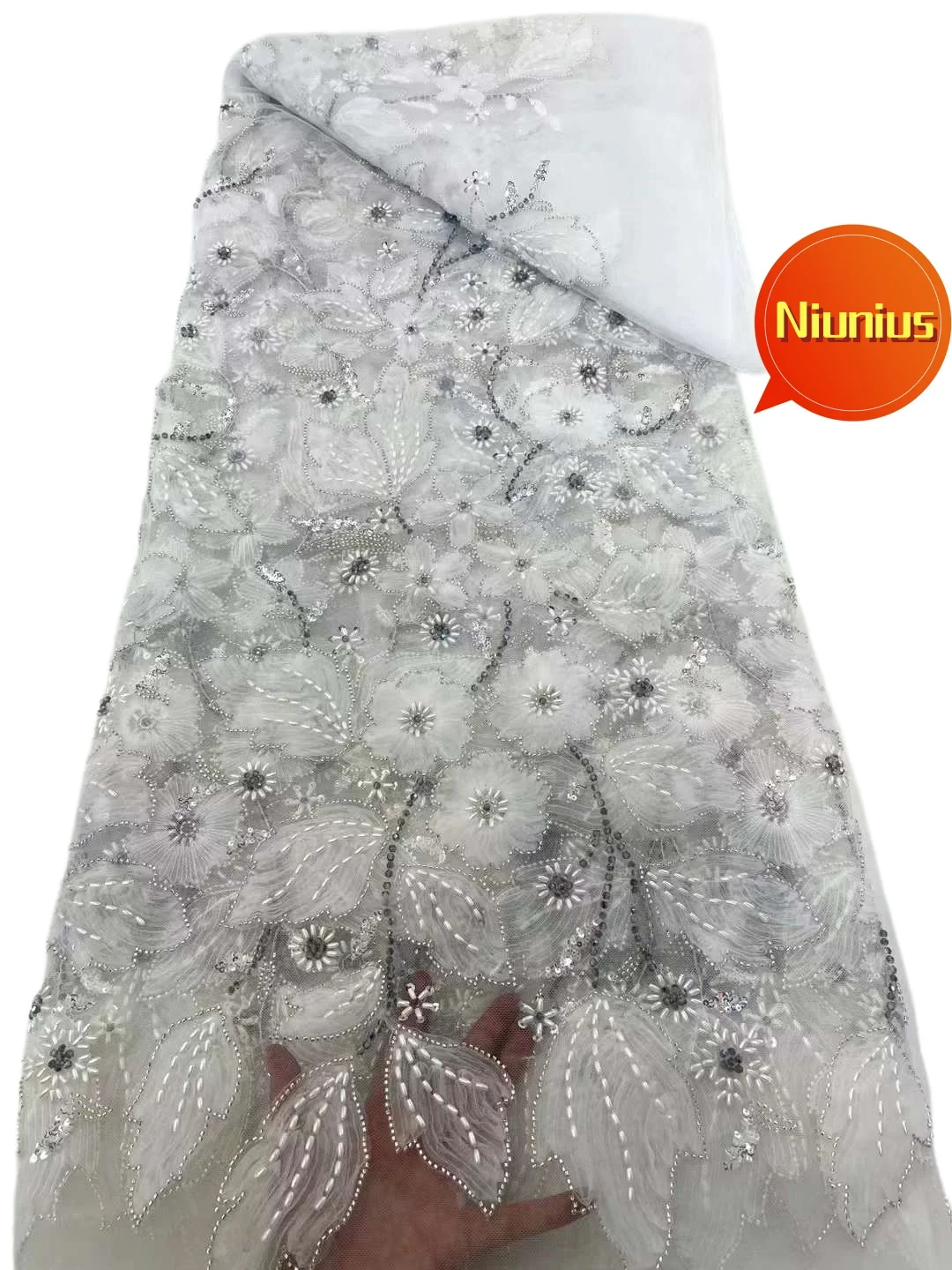 

5Yards 2024 Best Quality Latest Soft Elegant Delicate Austria Tulle Lace With Stones FabricFor Party Evening Dress NN2788_R