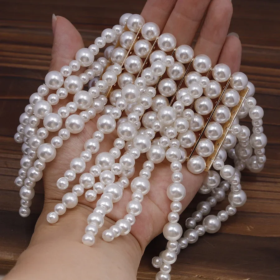 Classic Fashion Multi-Layer White Pearl Bracelet Fashion Socialite Light Luxury High Sense Open Bracelet Bridal Wedding Jewelry