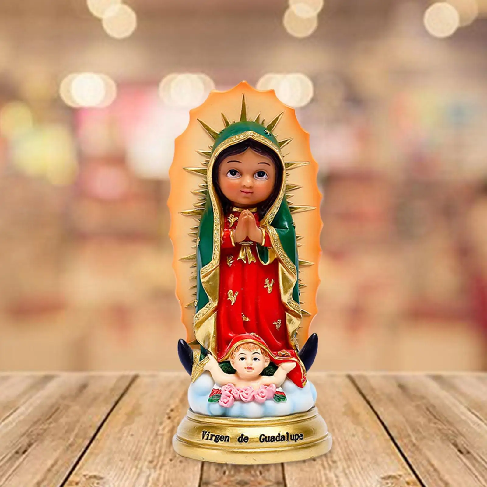 سيدة غوادالوبي تمثال تمثال ديني عيد الميلاد ديكور منضدية زخرفة هدية الكريسماس لقضاء عطلة الرف مكتب كونترتوب