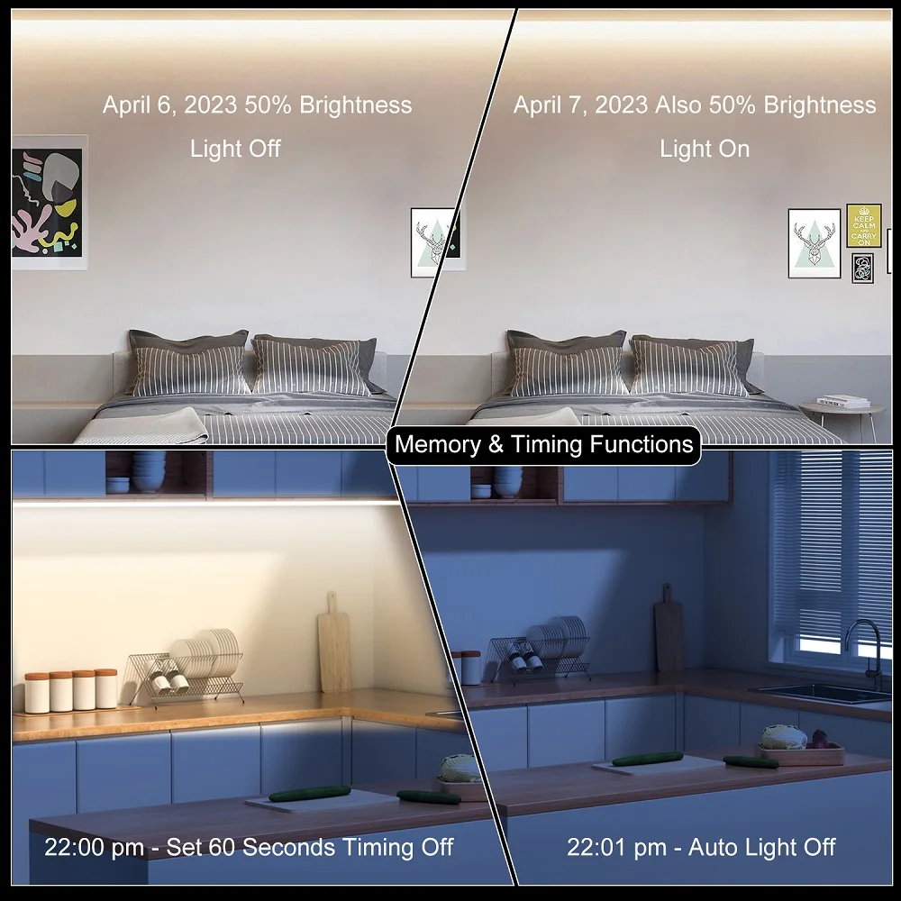 Tira de luces LED COB con Control remoto para dormitorio y cocina, 576LED, DC24V, Bluetooth, aplicación inteligente, 3000K ~ 6500K