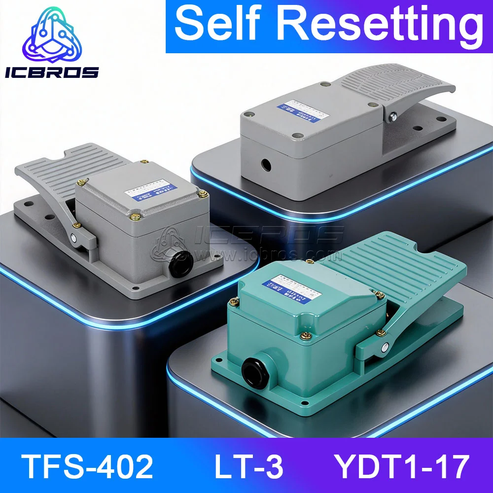 TFS-402 LT-3 YDT1-17 Foot Switch Treadle Pedal Aluminum Metal Shell Self Resetting Machine Tool Momentary Power Controller