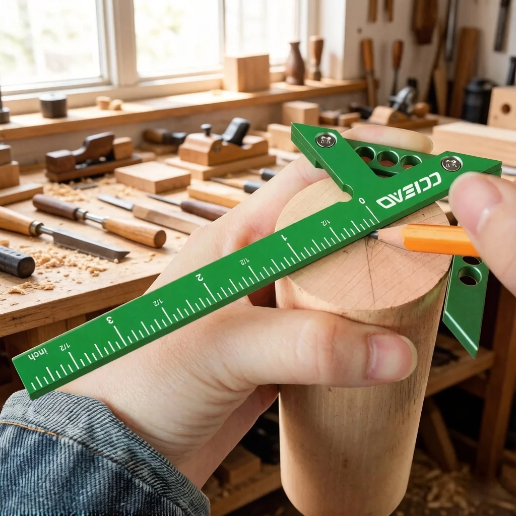 

Прецизионный алюминиевый центровочный разметочный инструмент - 45/90 градусов ° Маркер-разметочник и центроискатель — незаменимый инструмент для плотников