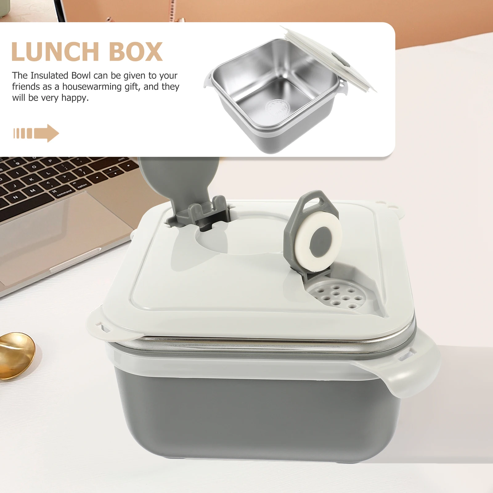 

Reusable Portable Stainless Steel Noodle Bowl Large Capacity Lunch Box Insulated Soup Rice Porridge Bowl with Lid Bento Food