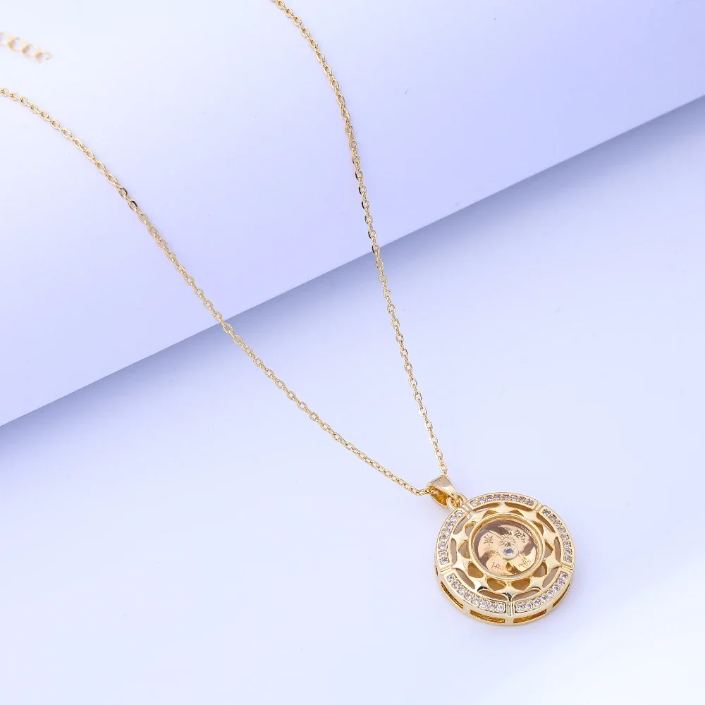 قلادة دوارة مرصعة بالألماس مستوحاة من الطراز العتيق، قلادة مجوهرات للجنسين للزينة الأنيقة