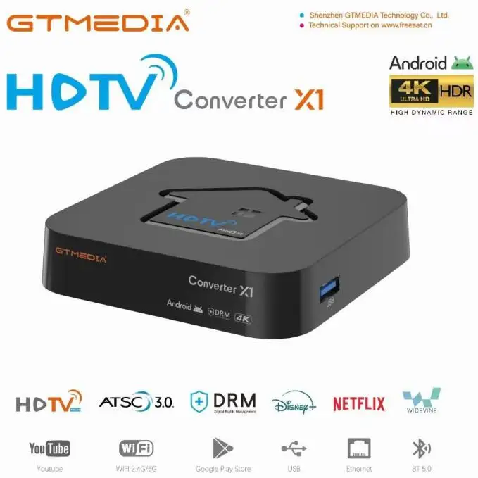 GTMEDIA HDTV Converter X1 Built-in BT5.0 Wifi Compatible with ATSC3.0/ATSC1.0 Digital Signal for USA South Korea Mexcio Canada