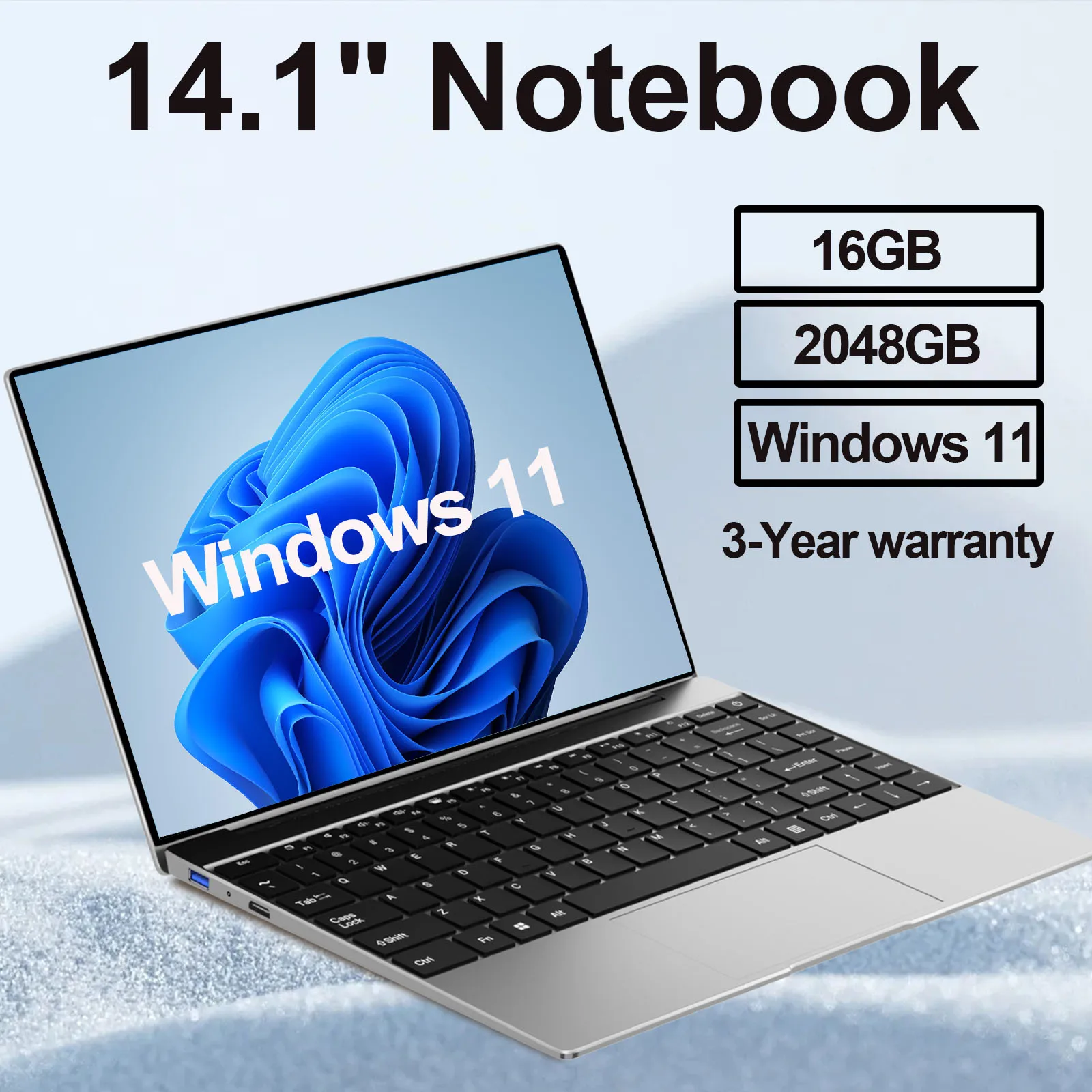 LENO 14.1 "ordinateur portable Ultra mince 16GB RAM 2 to SSD Windows 11 Intel N3700 ordinateur portable Gamer 1920*1080 affichage bureau étude ordinateur PC