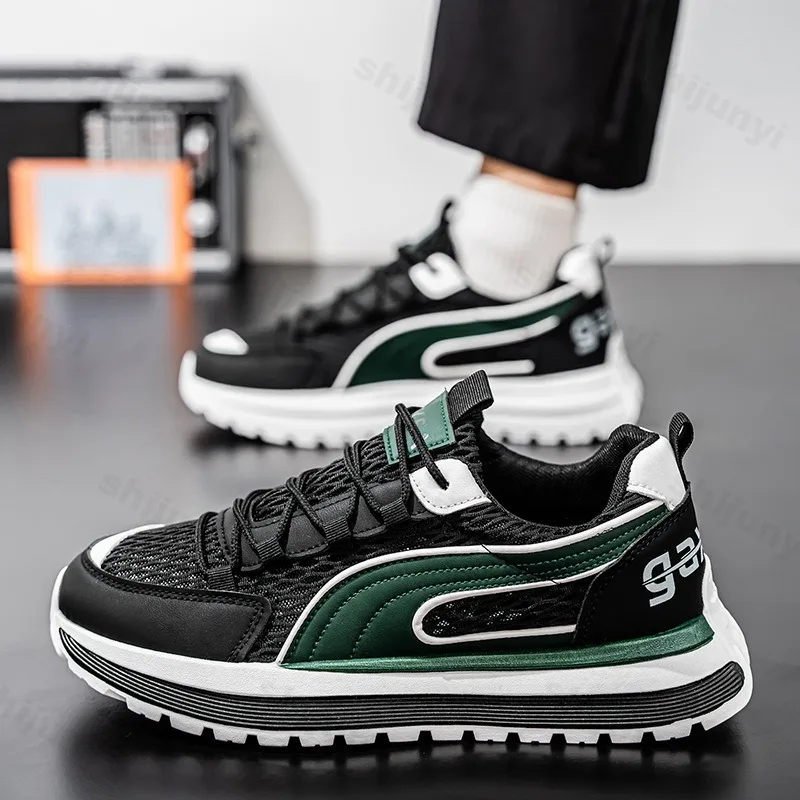 

Мужская нишевая повседневная спортивная обувь с низким берцем на толстой подошве, осень 2023, новые дышащие удобные модные универсальные кроссовки на массивном каблуке с сеткой