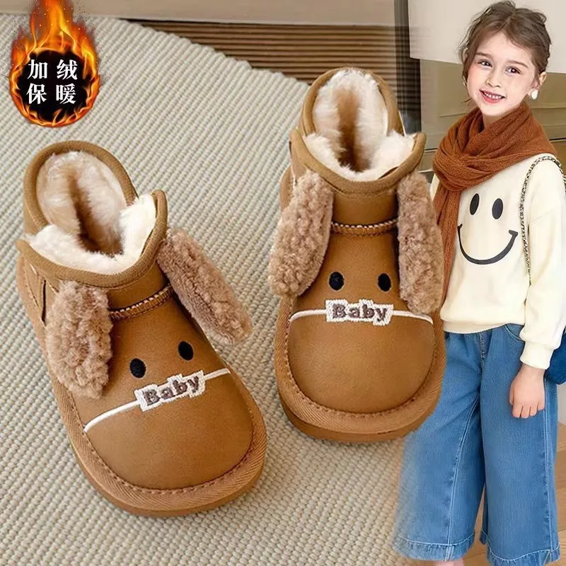 

Girls Snow Boots 2026 Winter New Kids Thick Soled Cute Ankle Boots Comfort Non Slip Girl Cotton Shoes Warm Plush Short Boots
