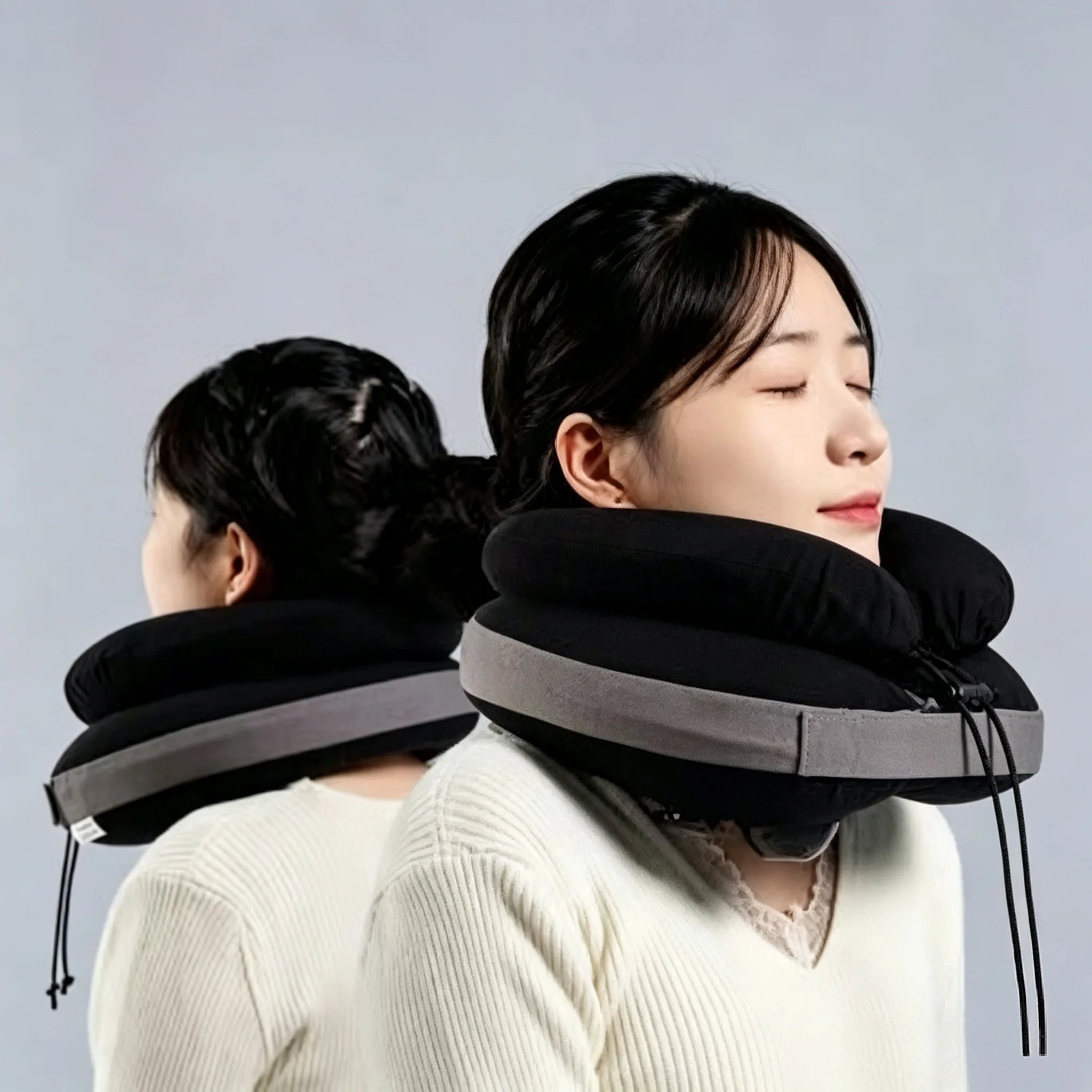 Press-Pump Inflatable Lightweight   Compact  TPU Inner Neck Pillow for Flight Car Office Nap Sleep