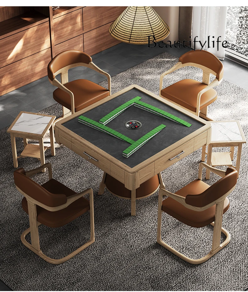 Designer Model Mute Ultra-Thin Rotor Movement Mahjong Machine Dining Table Dual-Use Multi-Functional Ash Wood Automatic