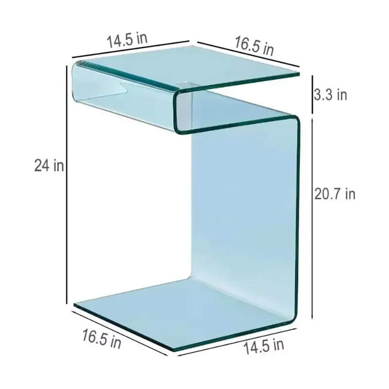 2-Tier Bent S Shaped Clear Home Furniture Acrylic Side Table for Living Room