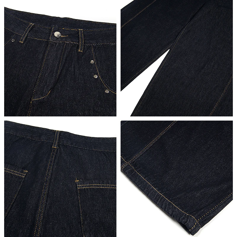 الملياردير BUFU الأمريكية شارع العليا منقوشة تفكيك غسل الجينز الرجال والنساء كلينفيت واسعة الساق السراويل السيفية