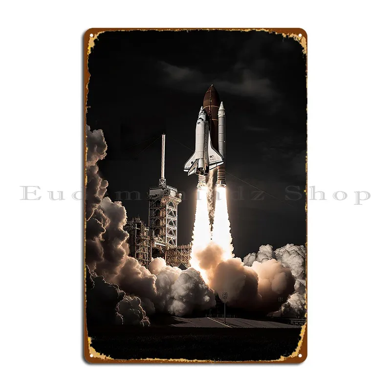 Space Shuttle Metal Sign Garage Kitchen Mural Print Cinema Tin Sign Poster