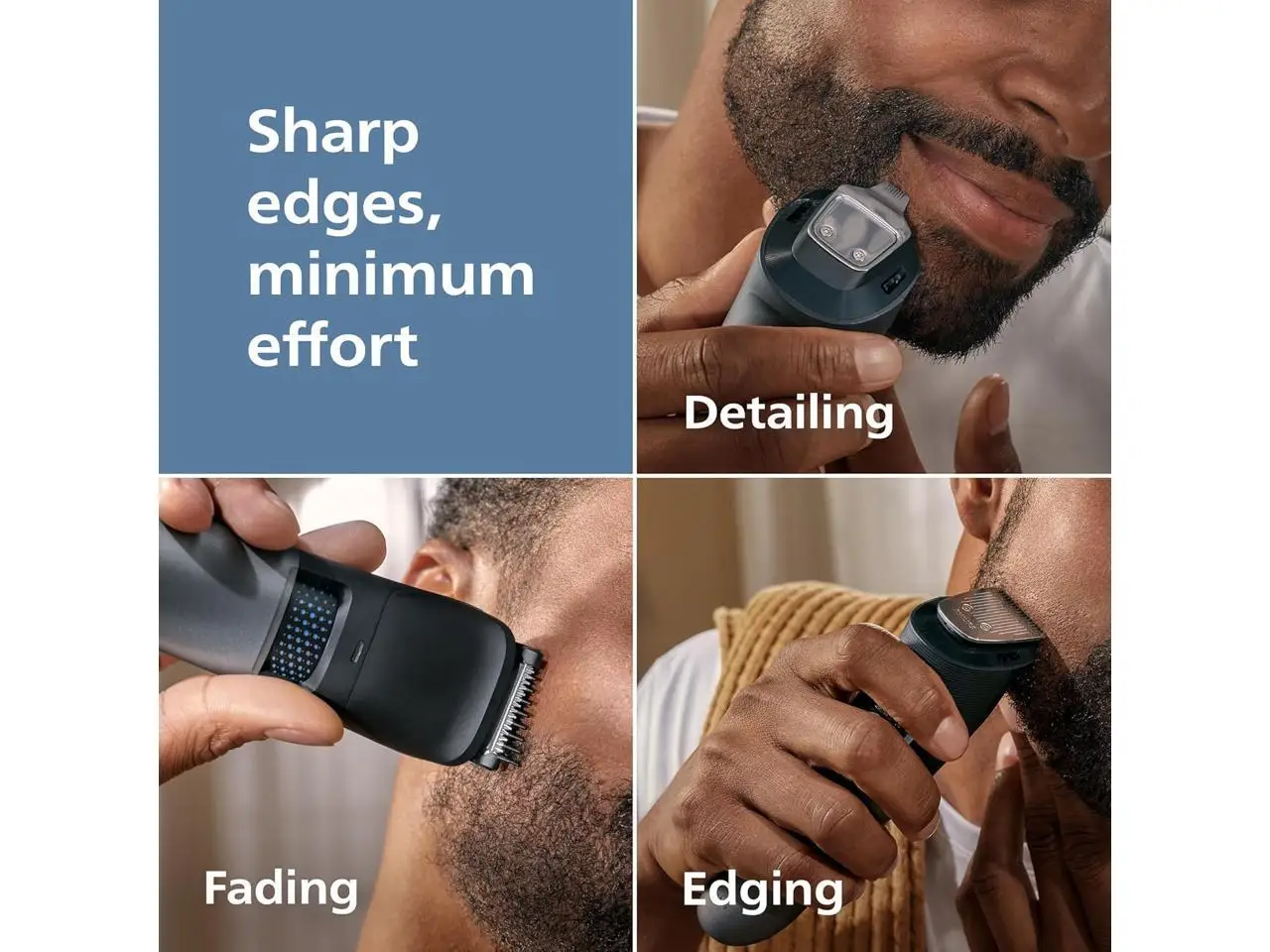 Philips Norelco Beard Trimmer 7000 Series, 100% Waterproof Trimmer for Men, 40 Lock-in Hair Length Settings, BeardSense Power Adaptability, Detail & T-Blade Trimmer Heads, Charging Stand, BT7670/40