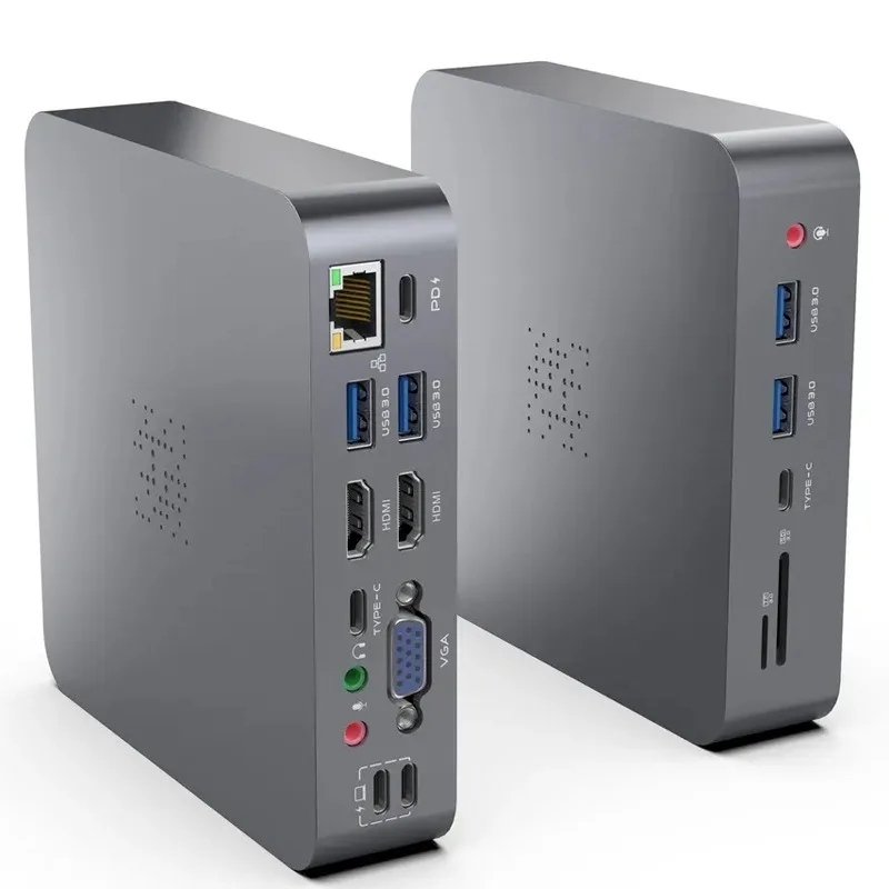 Dual Type C Docking Station for MacBook Pro Air 100W PD Fast Charging USB Hub Aluminum Adapter with 4K HDMI
