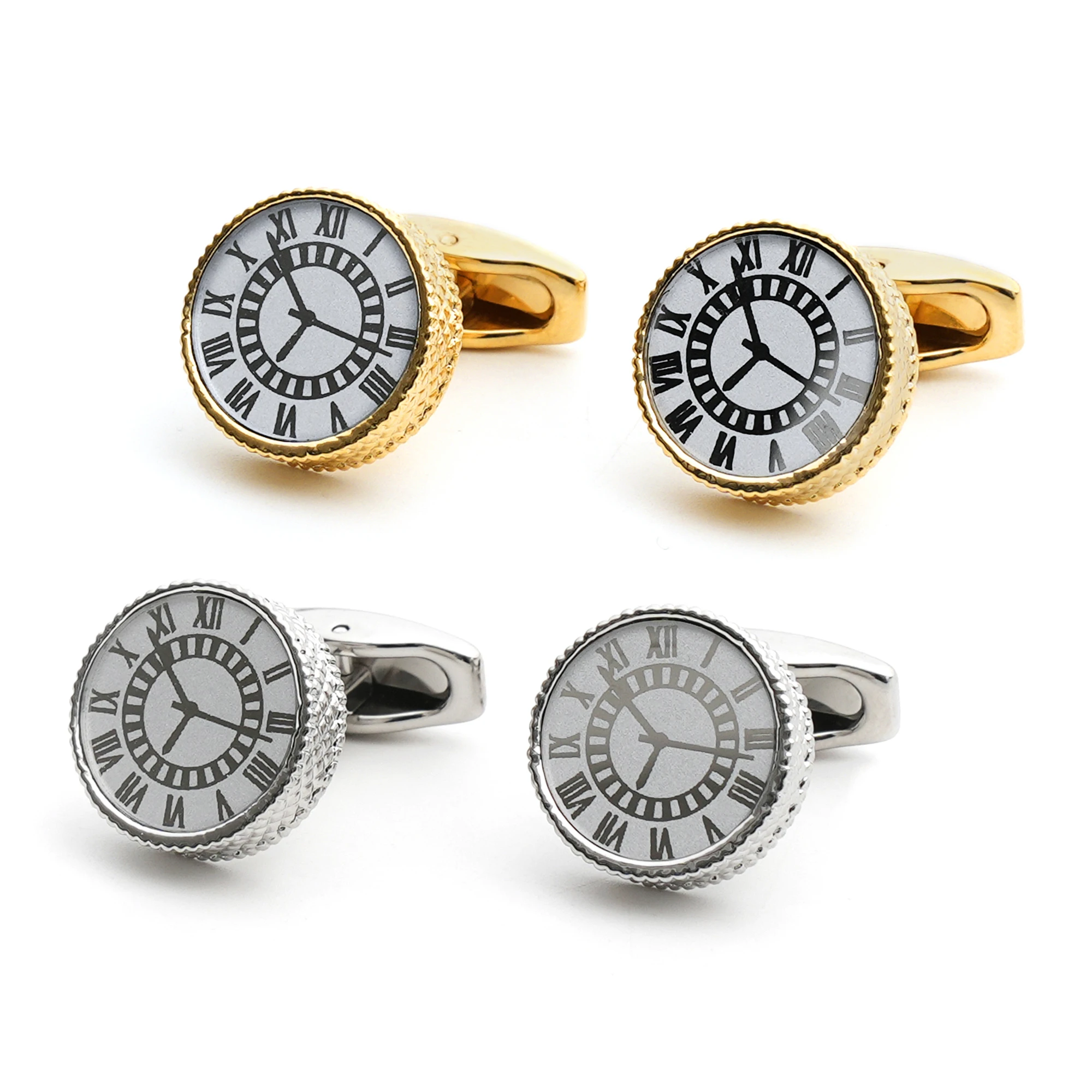 

Cufflinks for Men XK24021 Classic Watch Styling Design Round 2 Colors Dress Shirt Cuff Links Jewelry