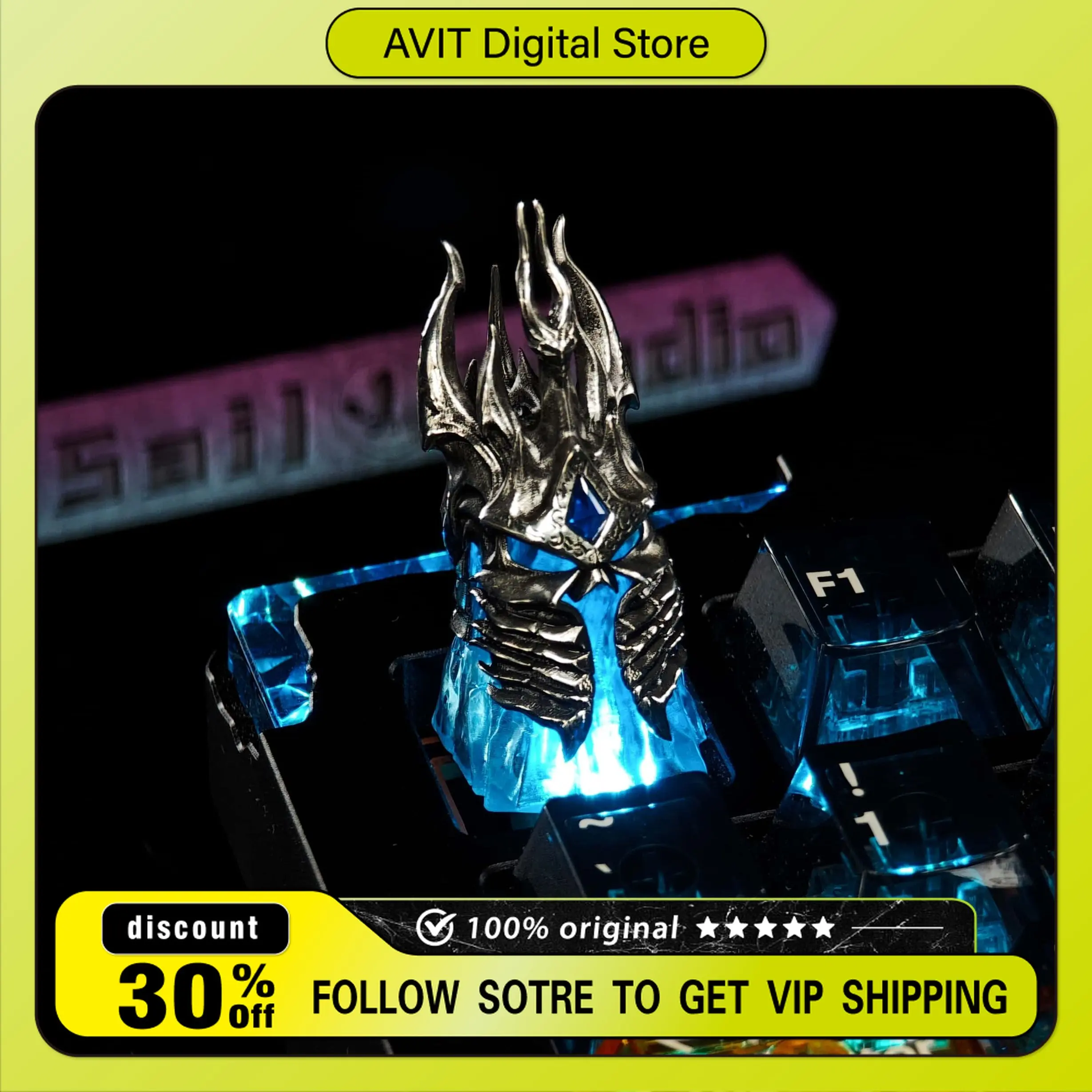 Arthas Helm Artisan Keycap Original World of Warcraft Lich King Helmet Design Custom Creative Mechanical Keycap Gaming Gift