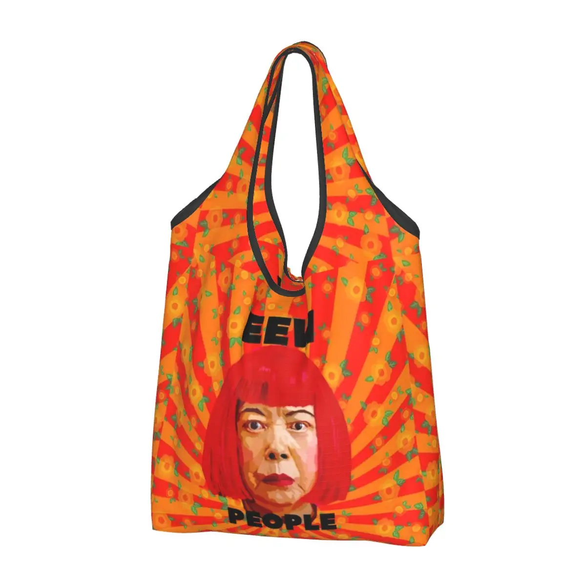 Eew People Humor Large Reusable Bags Shopping Machine Washable Foldable Yayoi Kusama Grocery Bags 50lb Heavy Duty Tote Bags