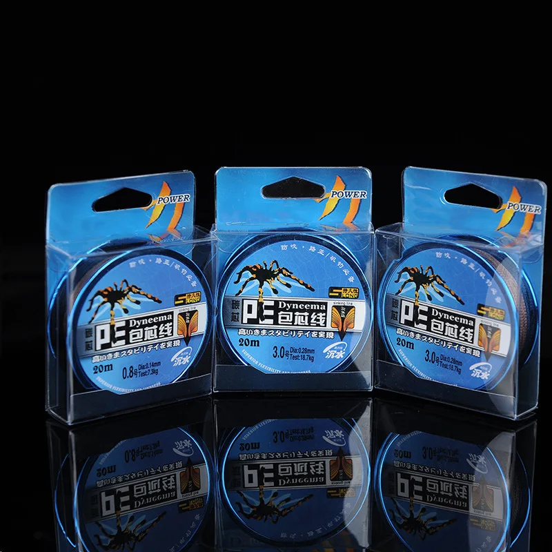 

JINGYU 20M Japanese Core Wrapped PE Fishing Line Carbon Core Sinking Braided Line High Strength Anti Bite Hook Tying Wire