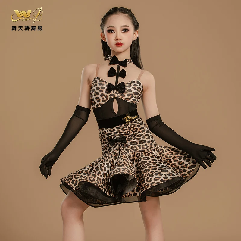 

Latin Dance Training Costume Girl New Children's Performance Costume Competition Regulations Latin dance dress